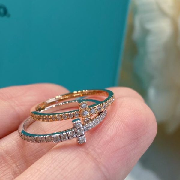 réplica,joyas,joyería,1:1,replica,fake,lujo,barato Anillo Tiffany en forma de T con diamantes