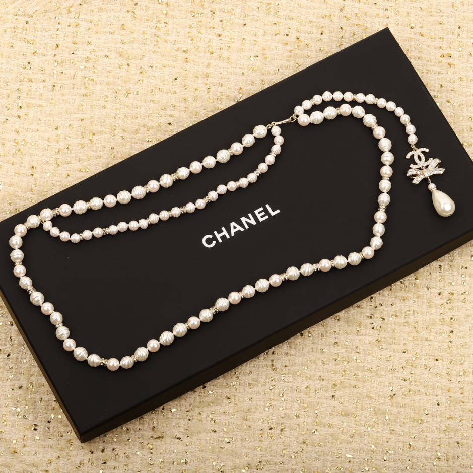 réplica,joyas,joyería,1:1,replica,fake,lujo,barato réplica,joyas,joyería,1:1,replica,fake,lujo,barato Chanel23 cadena para la cintura con lazo y perlas