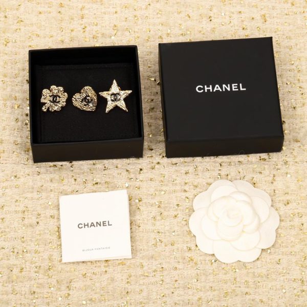 réplica,joyas,joyería,1:1,replica,fake,lujo,barato Broche Chanel con doble C de goteo de aceite en blanco y negro