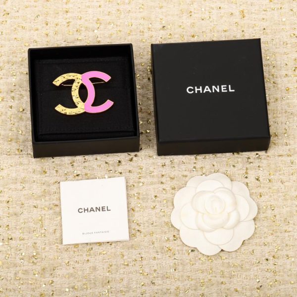réplica,joyas,joyería,1:1,replica,fake,lujo,barato Broche Chanel en relieve de oro esmaltado negro