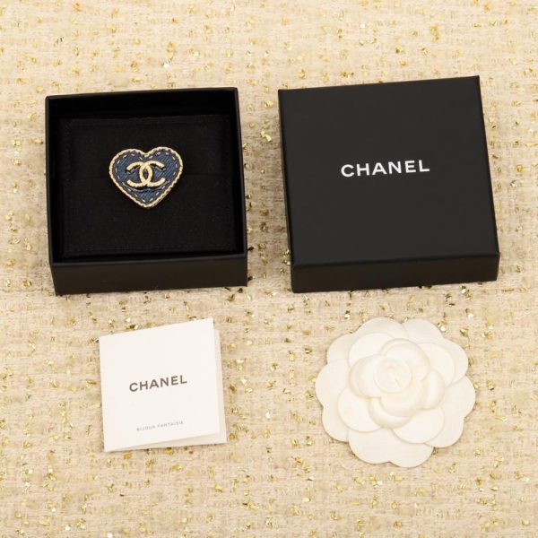 réplica,joyas,joyería,1:1,replica,fake,lujo,barato Broche de amor pequeño azul denim Chanel