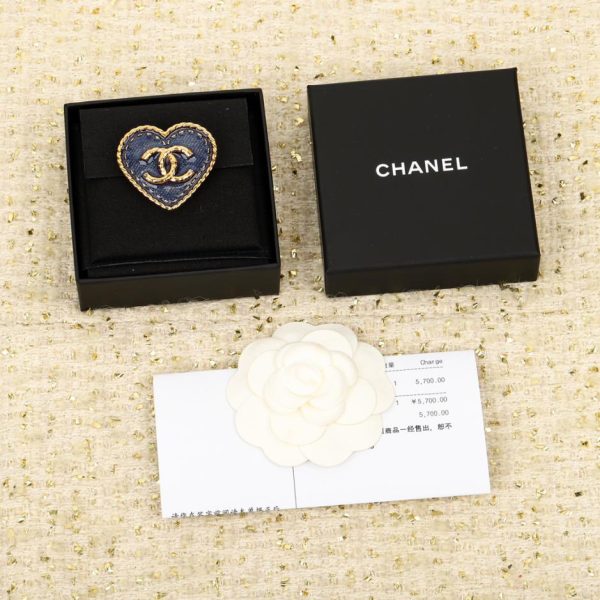 réplica,joyas,joyería,1:1,replica,fake,lujo,barato Broche de amor grande azul denim Chanel