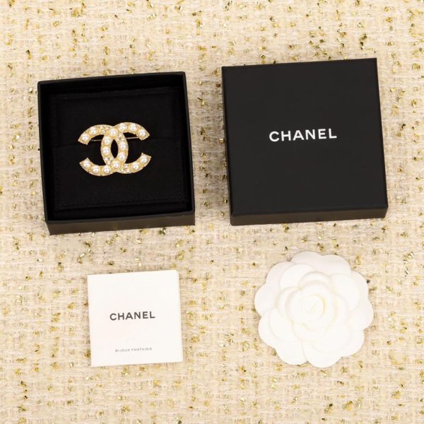 réplica,joyas,joyería,1:1,replica,fake,lujo,barato Broche de perlas Chanel doble c
