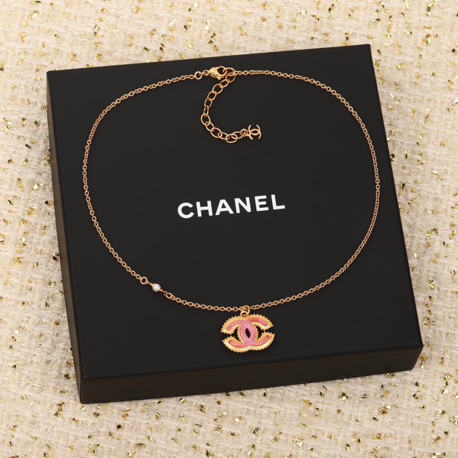 réplica,joyas,joyería,1:1,replica,fake,lujo,barato réplica,joyas,joyería,1:1,replica,fake,lujo,barato Collar Chanel de resina rosa doble c