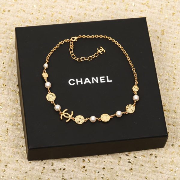 réplica,joyas,joyería,1:1,replica,fake,lujo,barato Collar de cuentas Chanel en blanco y negro