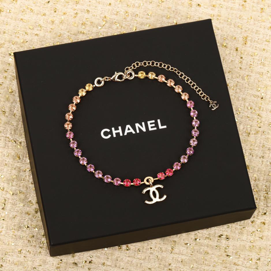 réplica,joyas,joyería,1:1,replica,fake,lujo,barato réplica,joyas,joyería,1:1,replica,fake,lujo,barato Collar de diamantes degradado colorido de Chanel
