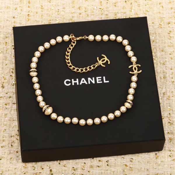 réplica,joyas,joyería,1:1,replica,fake,lujo,barato Collar de diamantes redondos con cuentas de flores de Chanel