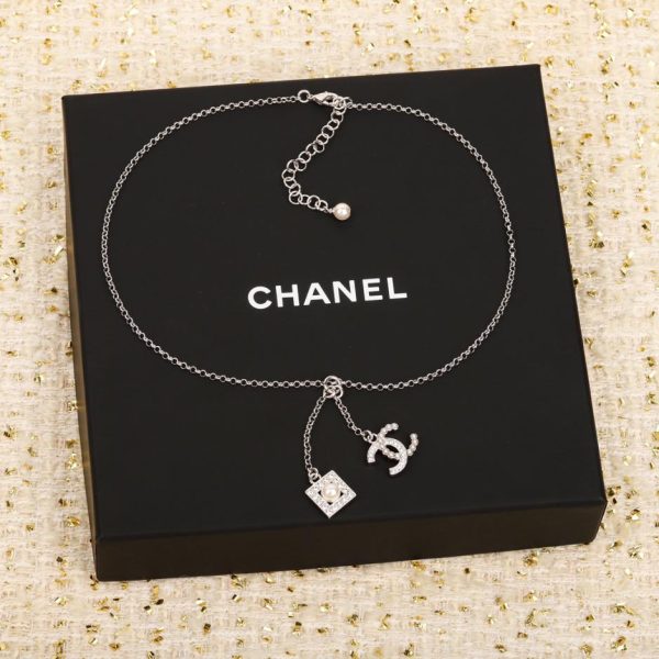 réplica,joyas,joyería,1:1,replica,fake,lujo,barato Cadena de suéter Chanel doble c de resina rosa