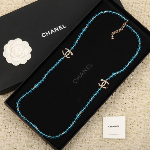 réplica,joyas,joyería,1:1,replica,fake,lujo,barato Cadena de suéter larga Chanel Glazed Double C