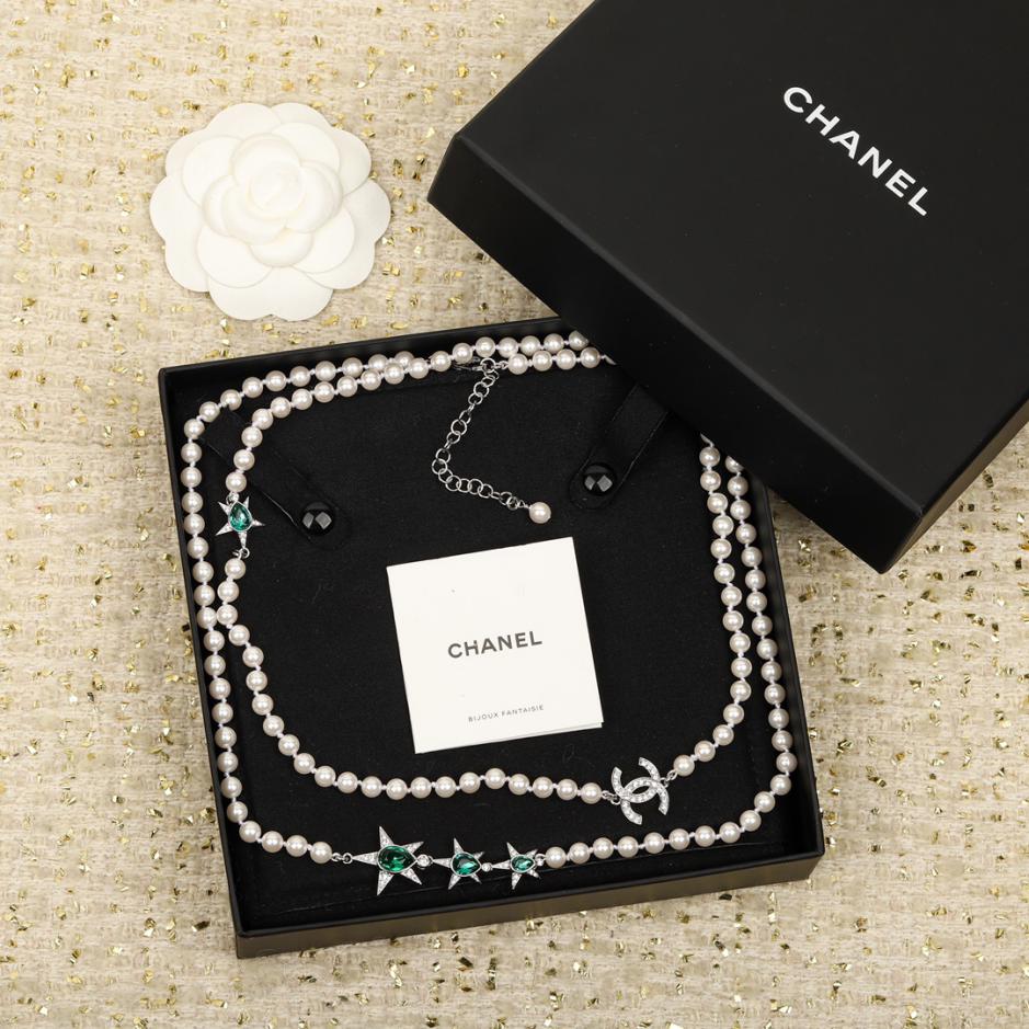 réplica,joyas,joyería,1:1,replica,fake,lujo,barato réplica,joyas,joyería,1:1,replica,fake,lujo,barato Cadena de suéter Chanel con estrella de cinco puntas y perlas