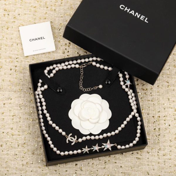 réplica,joyas,joyería,1:1,replica,fake,lujo,barato Cadena de suéter Chanel con estrella de cinco puntas y perlas