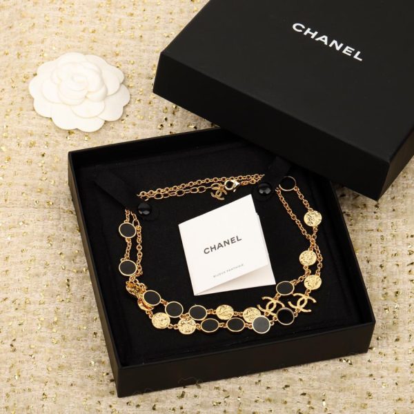réplica,joyas,joyería,1:1,replica,fake,lujo,barato Cadena de suéter Chanel de ónix negro con doble c