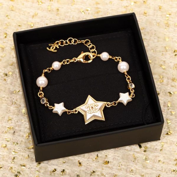 réplica,joyas,joyería,1:1,replica,fake,lujo,barato Pulsera Chanel con cuentas de flores y diamantes redondos
