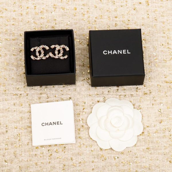 réplica,joyas,joyería,1:1,replica,fake,lujo,barato Pendientes de diamantes rosas con cuentas retorcidas de Chanel