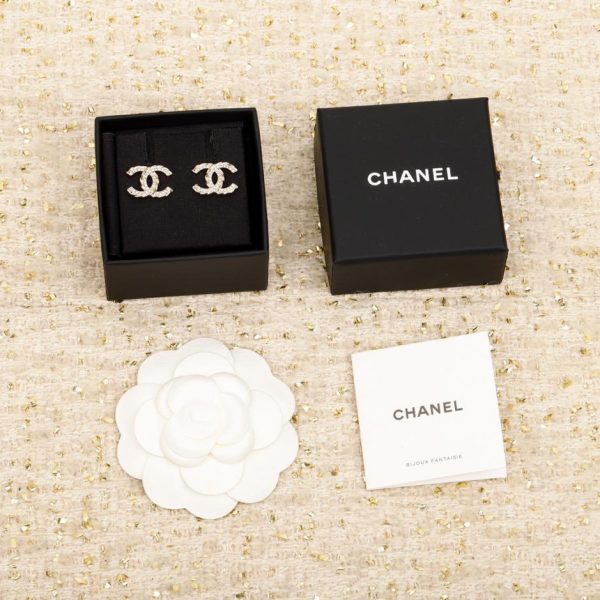 réplica,joyas,joyería,1:1,replica,fake,lujo,barato Pendientes Chanel con doble C ondulada