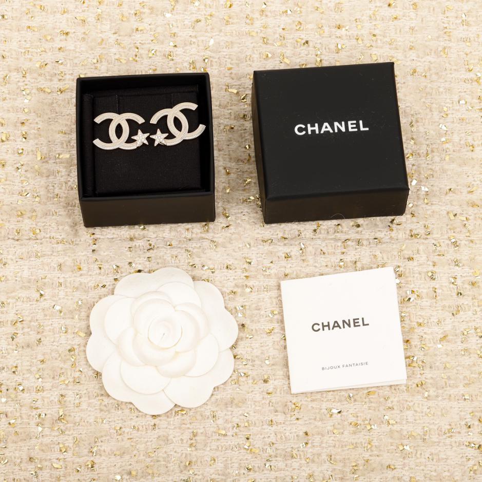 réplica,joyas,joyería,1:1,replica,fake,lujo,barato réplica,joyas,joyería,1:1,replica,fake,lujo,barato Pendientes Chanel estrella de cinco puntas doble c