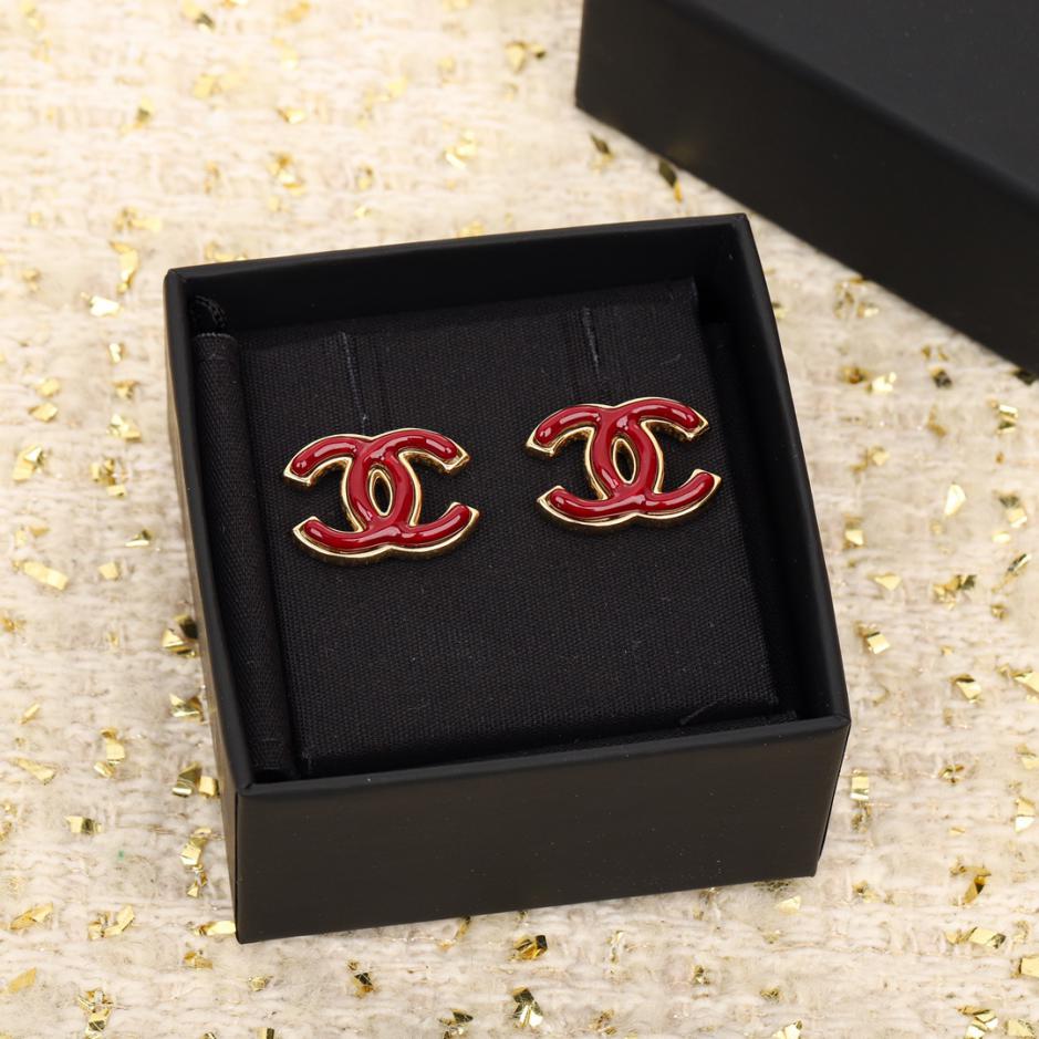 réplica,joyas,joyería,1:1,replica,fake,lujo,barato réplica,joyas,joyería,1:1,replica,fake,lujo,barato Pendientes Chanel con doble C de esmalte burdeos