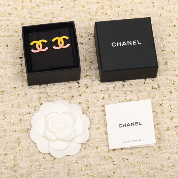 réplica,joyas,joyería,1:1,replica,fake,lujo,barato Pendientes Chanel doble c en blanco y negro