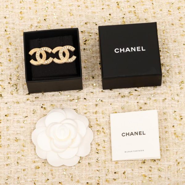 réplica,joyas,joyería,1:1,replica,fake,lujo,barato Pendientes largos con doble c de diamantes cepillados y largos de Chanel
