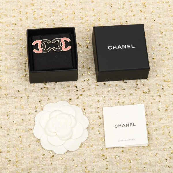 réplica,joyas,joyería,1:1,replica,fake,lujo,barato Pendientes Chanel negro rosa doble c