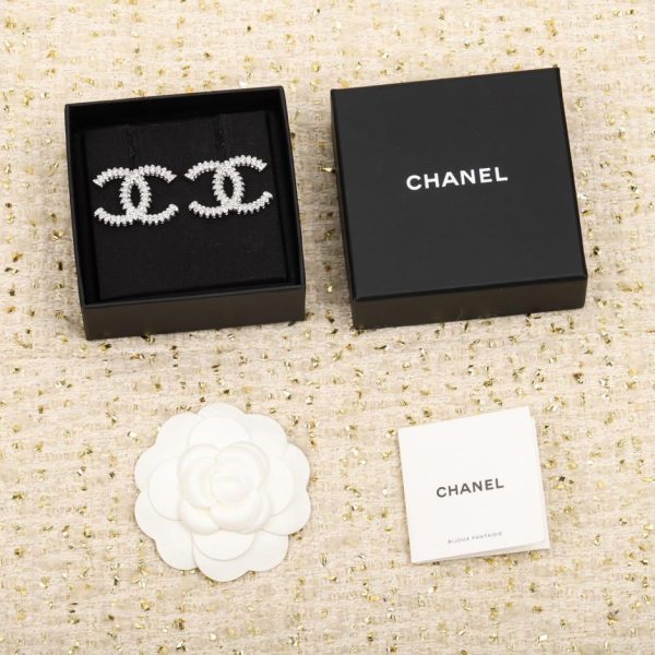 réplica,joyas,joyería,1:1,replica,fake,lujo,barato pendientes grandes con diamantes de imitación doble C de Chanel