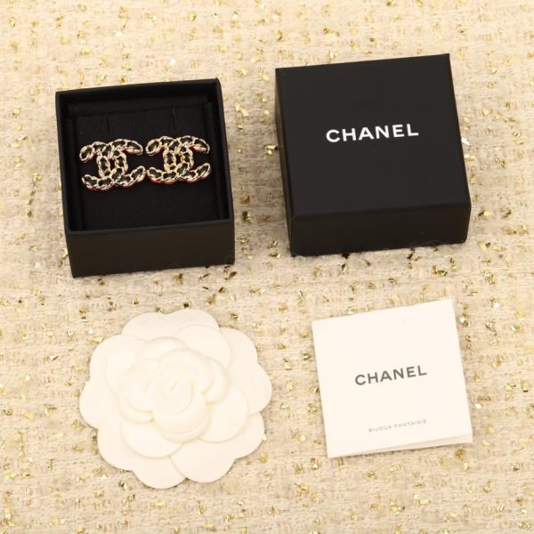 réplica,joyas,joyería,1:1,replica,fake,lujo,barato Pendientes Chanel de cuero perforado con doble C