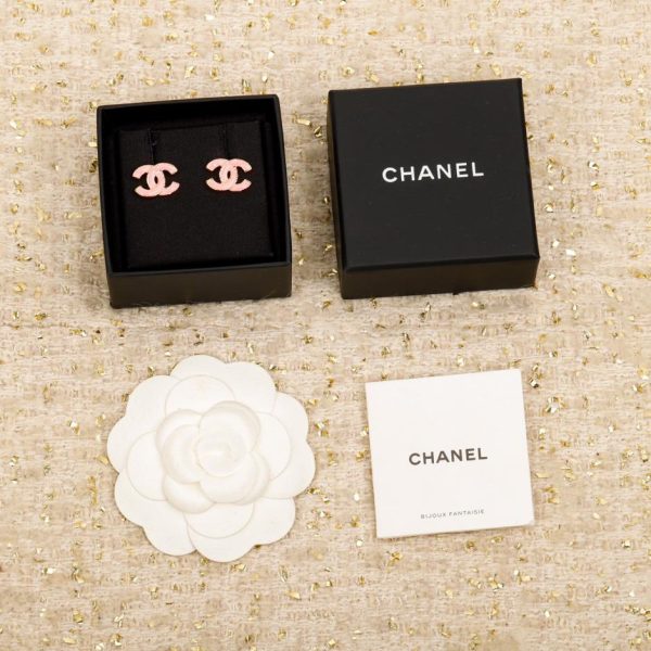 réplica,joyas,joyería,1:1,replica,fake,lujo,barato Pendientes pequeños con doble C en oro rosa Chanel