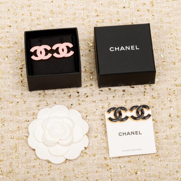 réplica,joyas,joyería,1:1,replica,fake,lujo,barato Pendientes grandes con doble c en oro negro Chanel