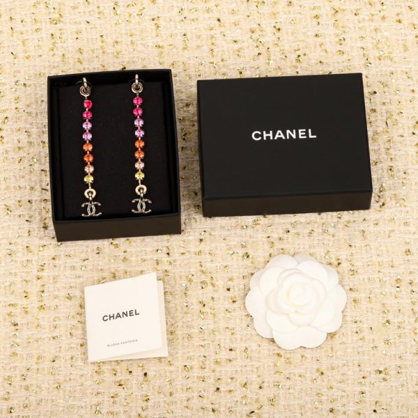 réplica,joyas,joyería,1:1,replica,fake,lujo,barato Pendientes de diamantes degradados coloridos de Chanel