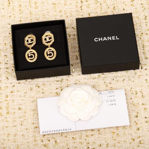 réplica,joyas,joyería,1:1,replica,fake,lujo,barato Pendientes de 5 letras con colgante de doble C y diamantes de Chanel