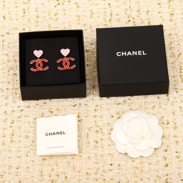 réplica,joyas,joyería,1:1,replica,fake,lujo,barato Pendientes Chanel Love con doble C esmaltada