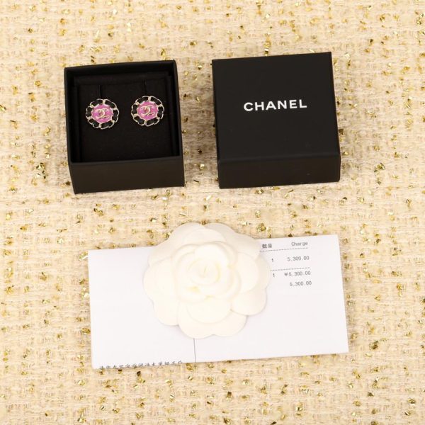 réplica,joyas,joyería,1:1,replica,fake,lujo,barato Pendientes Chanel redondos de cuero perforado con doble C