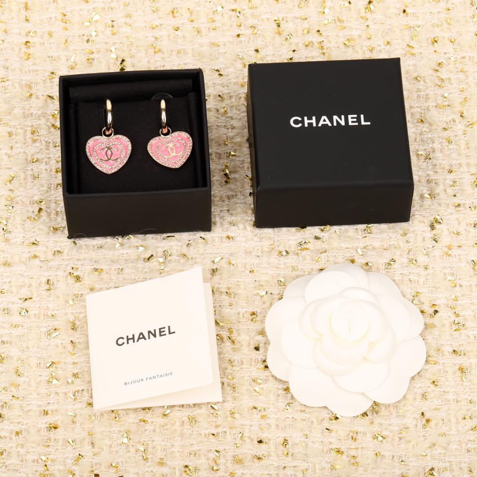 réplica,joyas,joyería,1:1,replica,fake,lujo,barato réplica,joyas,joyería,1:1,replica,fake,lujo,barato Pendientes de amor esmaltados con doble aro Chanel