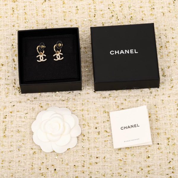 réplica,joyas,joyería,1:1,replica,fake,lujo,barato Pendientes Chanel con gancho de oro y doble C