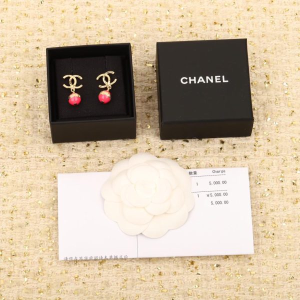 réplica,joyas,joyería,1:1,replica,fake,lujo,barato Pendientes Chanel con doble C y perlas rosas