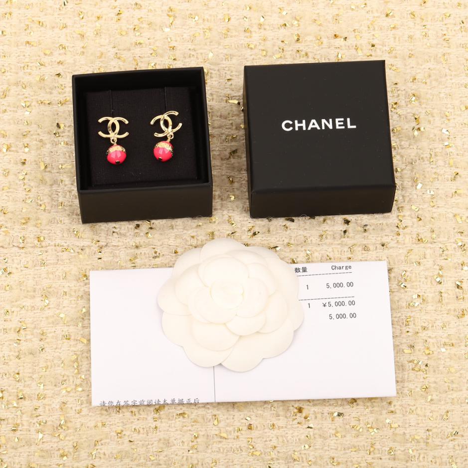 réplica,joyas,joyería,1:1,replica,fake,lujo,barato réplica,joyas,joyería,1:1,replica,fake,lujo,barato Pendientes Chanel con doble C y perlas rosas