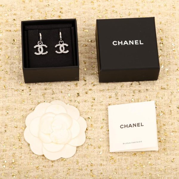 réplica,joyas,joyería,1:1,replica,fake,lujo,barato Pendientes Chanel con patchwork de strass