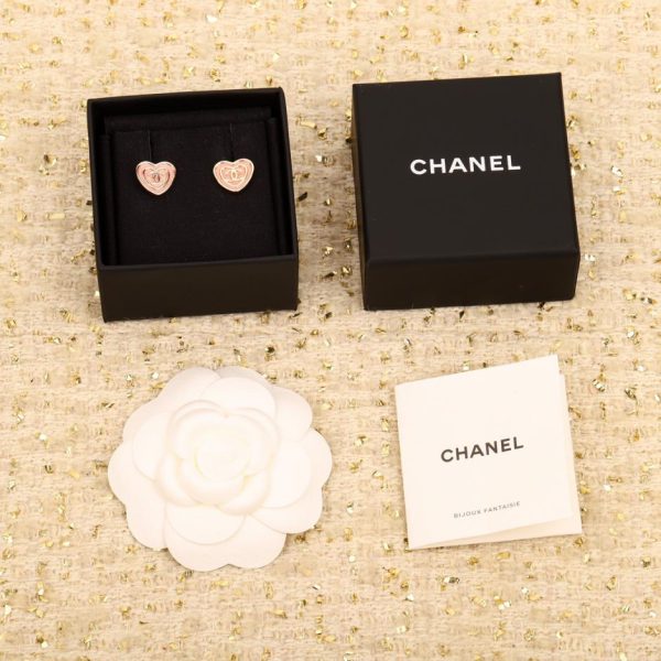 réplica,joyas,joyería,1:1,replica,fake,lujo,barato Aretes con doble C de amor esmaltado de Chanel