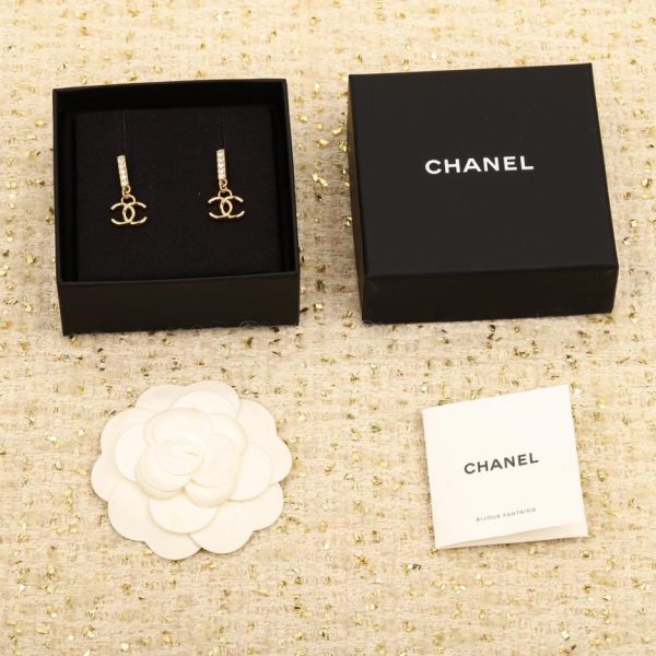 réplica,joyas,joyería,1:1,replica,fake,lujo,barato Pendientes Chanel verticales con doble c