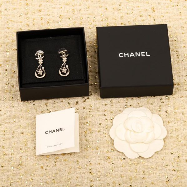 réplica,joyas,joyería,1:1,replica,fake,lujo,barato Pendientes Chanel con flor pequeña y doble c