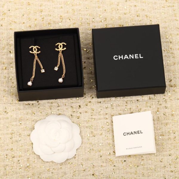 réplica,joyas,joyería,1:1,replica,fake,lujo,barato Pendientes Chanel con borla doble C y diamantes
