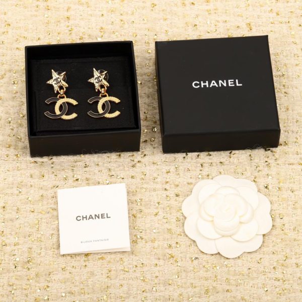 réplica,joyas,joyería,1:1,replica,fake,lujo,barato Pendientes Chanel con textura de lava y estrella de cinco puntas con doble c