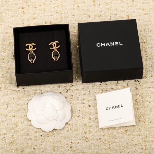 réplica,joyas,joyería,1:1,replica,fake,lujo,barato Pendientes de diamantes con doble C retorcida de Chanel