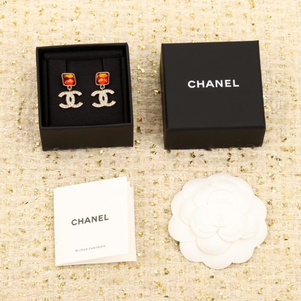 réplica,joyas,joyería,1:1,replica,fake,lujo,barato Pendientes chanel de piedra marrón doble c