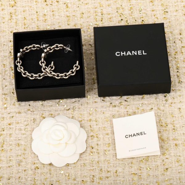 réplica,joyas,joyería,1:1,replica,fake,lujo,barato Pendientes grandes con doble C de Chanel.
