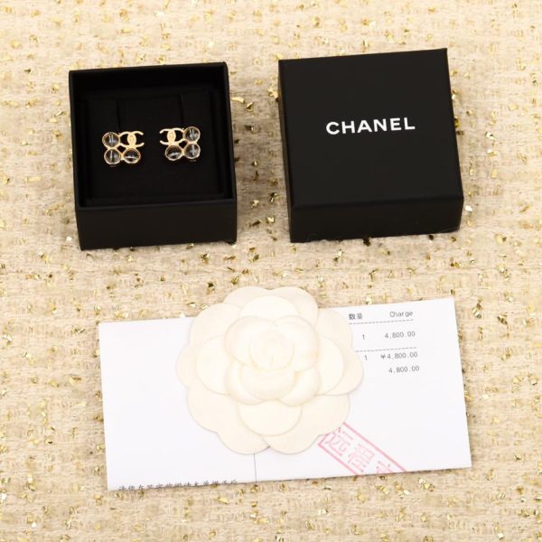 réplica,joyas,joyería,1:1,replica,fake,lujo,barato Pendientes Chanel Crystal Square Doble C