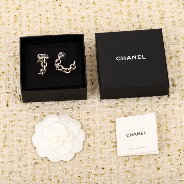 réplica,joyas,joyería,1:1,replica,fake,lujo,barato Pendientes Chanel pequeños con doble C.