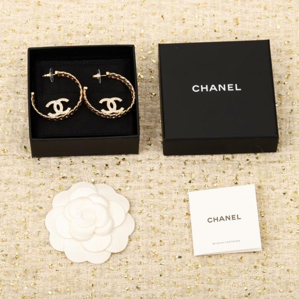 réplica,joyas,joyería,1:1,replica,fake,lujo,barato Pendientes de aro Chanel con doble C de resina