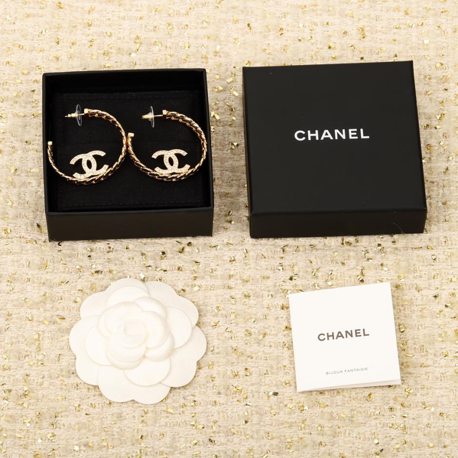 réplica,joyas,joyería,1:1,replica,fake,lujo,barato réplica,joyas,joyería,1:1,replica,fake,lujo,barato Pendientes Chanel con cadena doble C.