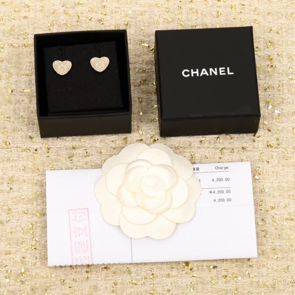 réplica,joyas,joyería,1:1,replica,fake,lujo,barato Aretes con doble C de amor esmaltado de Chanel